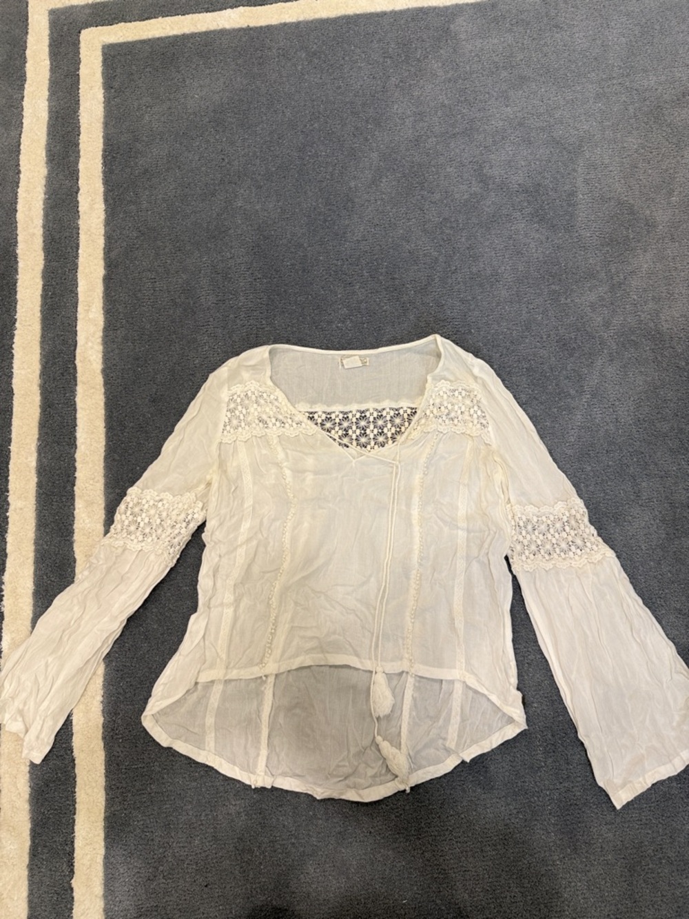 Billabong White Crochet Peasant Blouse